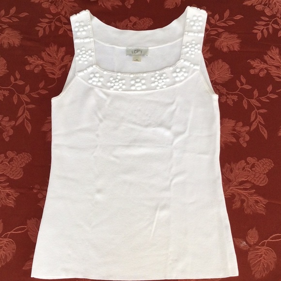 LOFT Tops - Ann Taylor Loft Beaded Tank Womens Extra Small